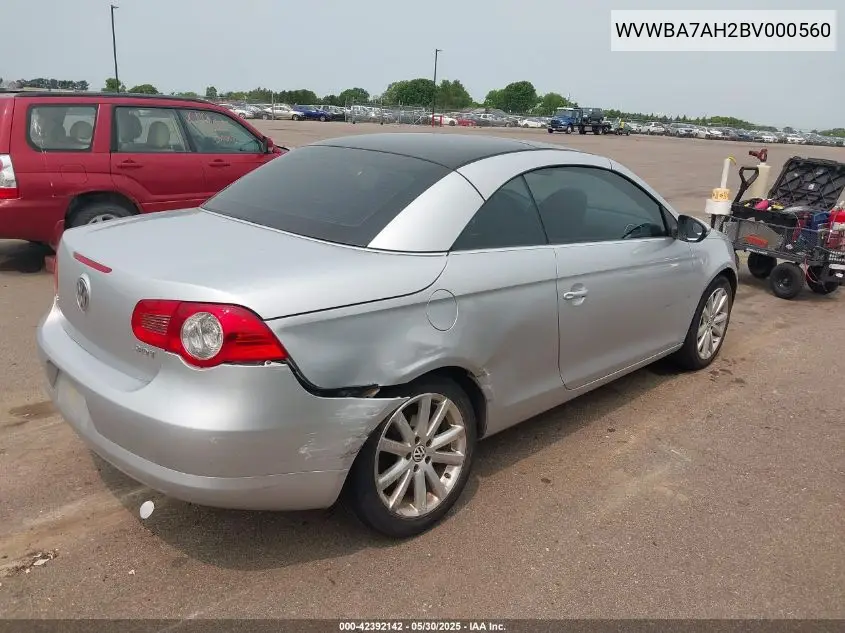 2011 Volkswagen Eos Komfort VIN: WVWBA7AH2BV000560 Lot: 42392142