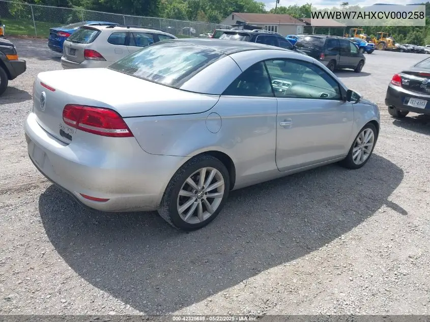 2012 Volkswagen Eos Komfort VIN: WVWBW7AHXCV000258 Lot: 42325689