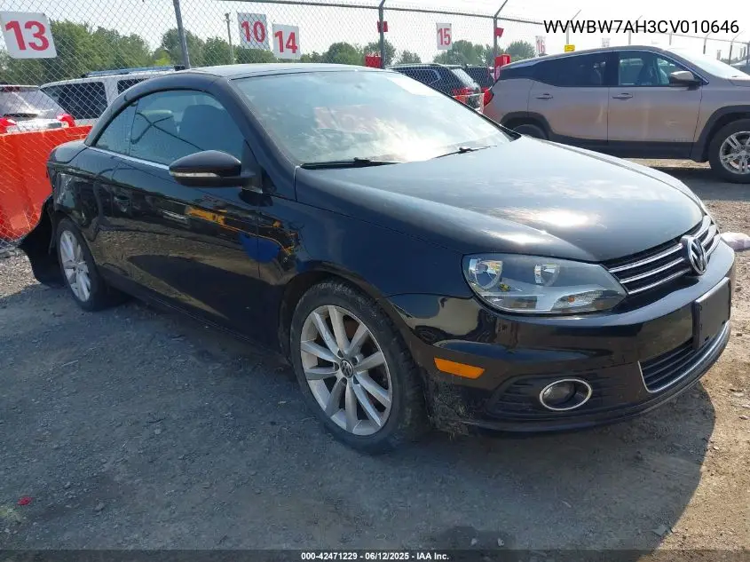 2012 Volkswagen Eos Komfort VIN: WVWBW7AH3CV010646 Lot: 42471229