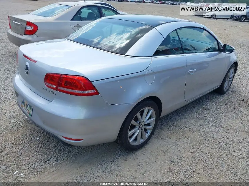 2012 Volkswagen Eos Komfort VIN: WVWBW7AH2CV000027 Lot: 42591797