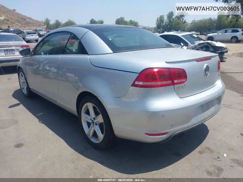 2012 Volkswagen Eos Lux VIN: WVWFW7AH7CV003605 Lot: 42597747