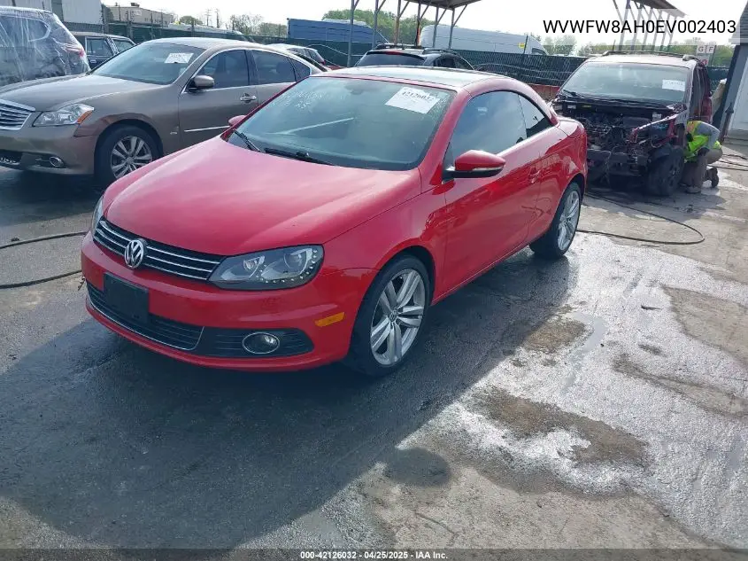 2014 Volkswagen Eos Executive VIN: WVWFW8AH0EV002403 Lot: 42126032
