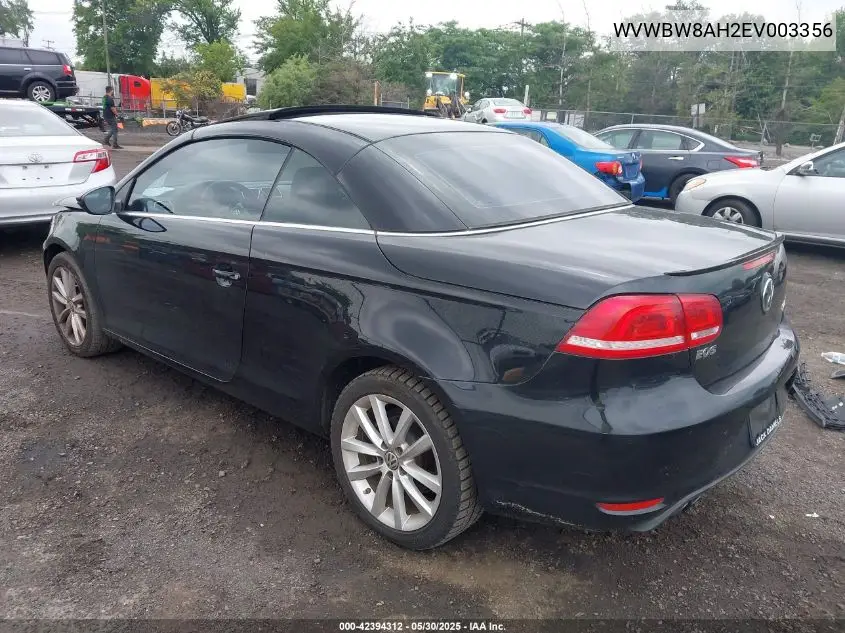 2014 Volkswagen Eos Komfort VIN: WVWBW8AH2EV003356 Lot: 42394312