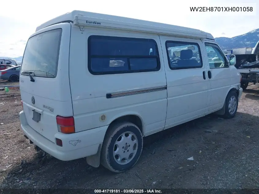 1999 Volkswagen Eurovan Mv VIN: WV2EH8701XH001058 Lot: 41719181