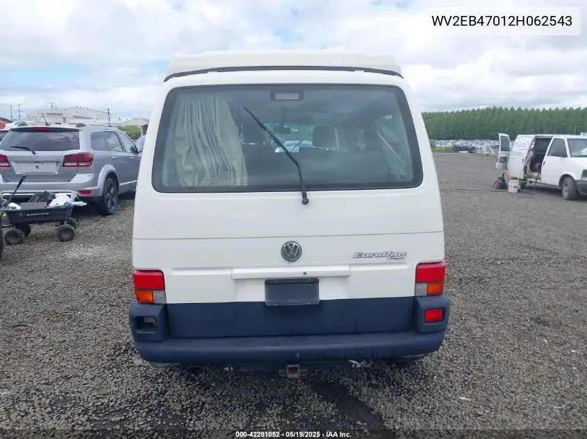 2002 Volkswagen Eurovan Mv VIN: WV2EB47012H062543 Lot: 42281052
