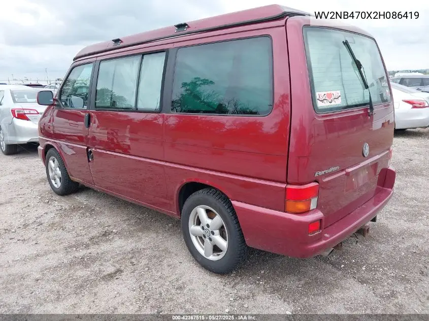 2002 Volkswagen Eurovan Mv VIN: WV2NB470X2H086419 Lot: 42367515