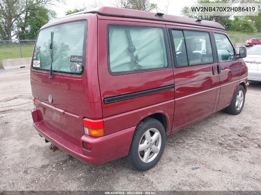 2002 Volkswagen Eurovan Mv VIN: WV2NB470X2H086419 Lot: 42367515