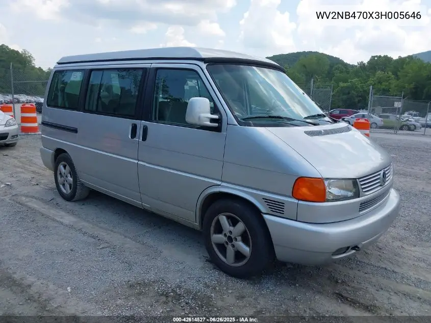 2003 Volkswagen Eurovan Mv VIN: WV2NB470X3H005646 Lot: 42614527