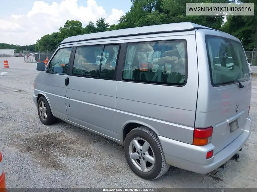 2003 Volkswagen Eurovan Mv VIN: WV2NB470X3H005646 Lot: 42614527