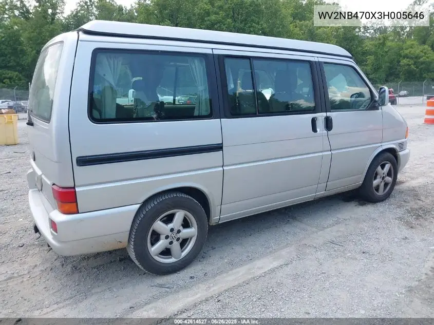 2003 Volkswagen Eurovan Mv VIN: WV2NB470X3H005646 Lot: 42614527
