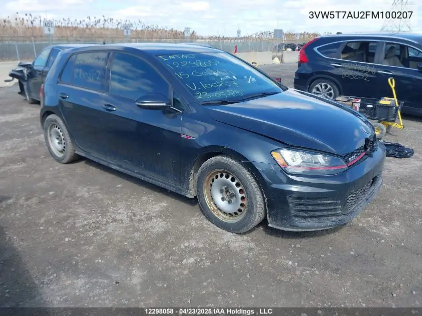 2015 Volkswagen Golf Gti VIN: 3VW5T7AU2FM100207 Lot: 12298058