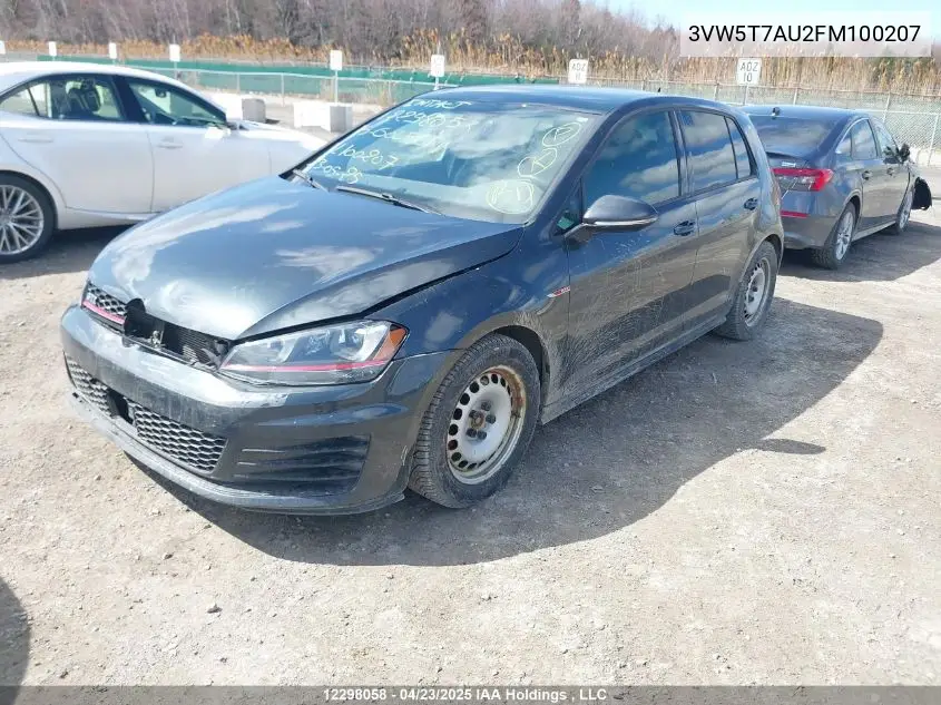 2015 Volkswagen Golf Gti VIN: 3VW5T7AU2FM100207 Lot: 12298058