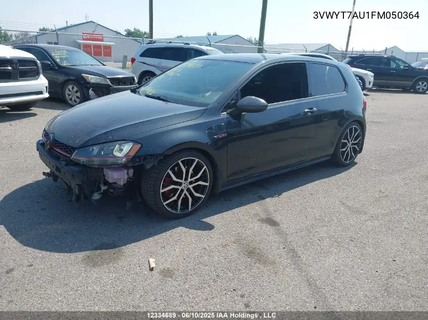 2015 Volkswagen Golf Gti 3-Door/3-Door Autobahn VIN: 3VWYT7AU1FM050364 Lot: 12334689