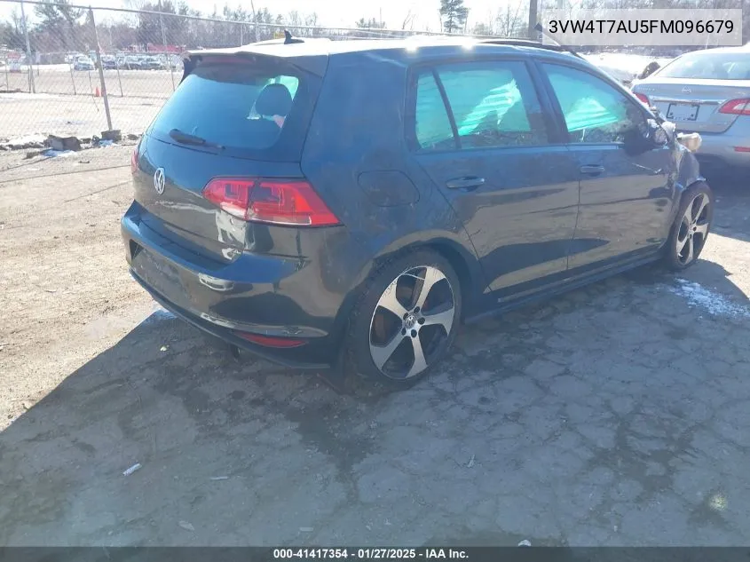 2015 Volkswagen Golf Gti 2.0T Se 4-Door VIN: 3VW4T7AU5FM096679 Lot: 41417354