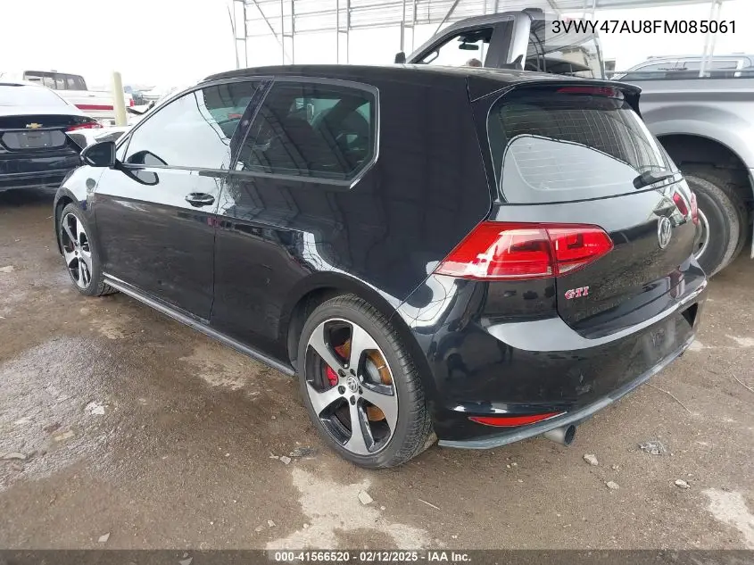2015 Volkswagen Golf Gti 2.0T Se W/Performance Package 2-Door VIN: 3VWY47AU8FM085061 Lot: 41566520
