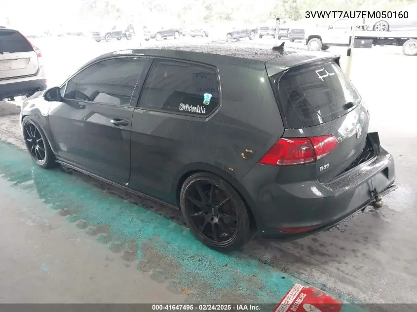 2015 Volkswagen Golf Gti S VIN: 3VWYT7AU7FM050160 Lot: 41647495