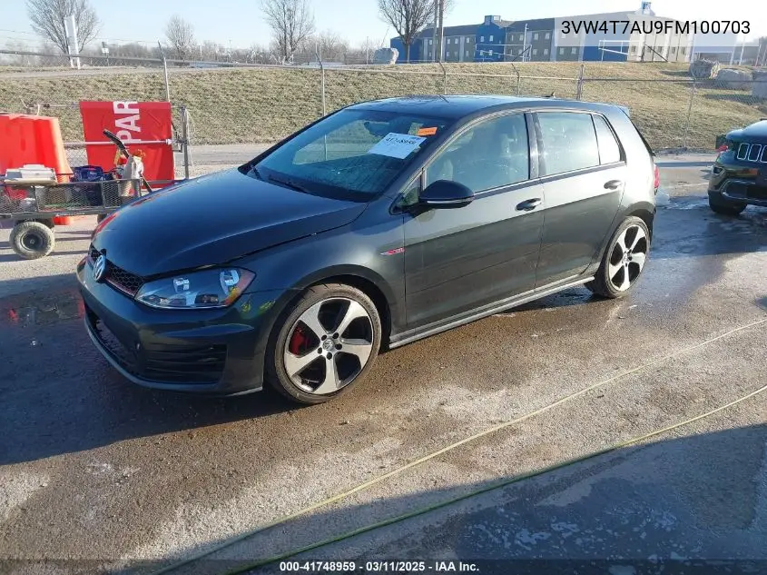 2015 Volkswagen Golf Gti 2.0T S 4-Door VIN: 3VW4T7AU9FM100703 Lot: 41748959