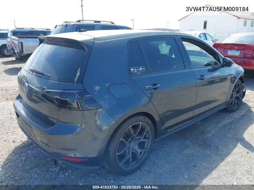 2015 Volkswagen Golf Gti 2.0T S 4-Door VIN: 3VW4T7AU5FM009184 Lot: 41833783