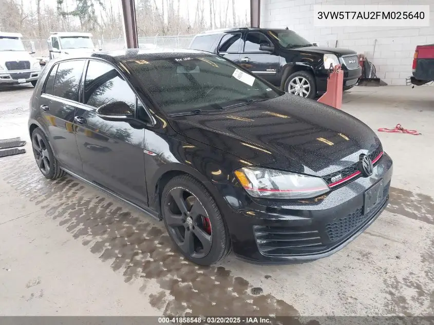 2015 Volkswagen Golf Gti 2.0T Se 4-Door VIN: 3VW5T7AU2FM025640 Lot: 41858548