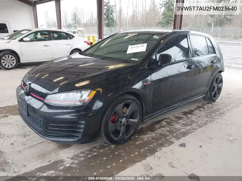 2015 Volkswagen Golf Gti 2.0T Se 4-Door VIN: 3VW5T7AU2FM025640 Lot: 41858548