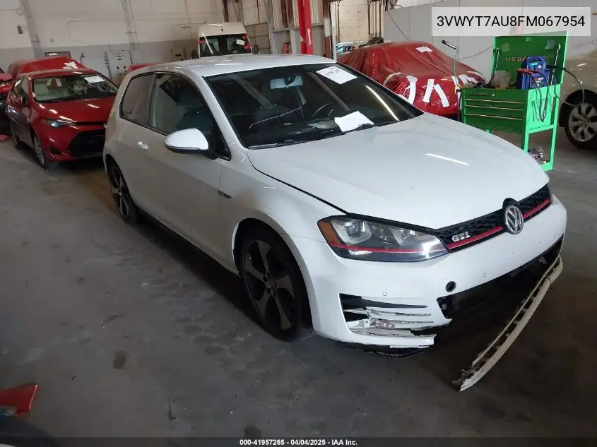 2015 Volkswagen Golf Gti S VIN: 3VWYT7AU8FM067954 Lot: 41957265