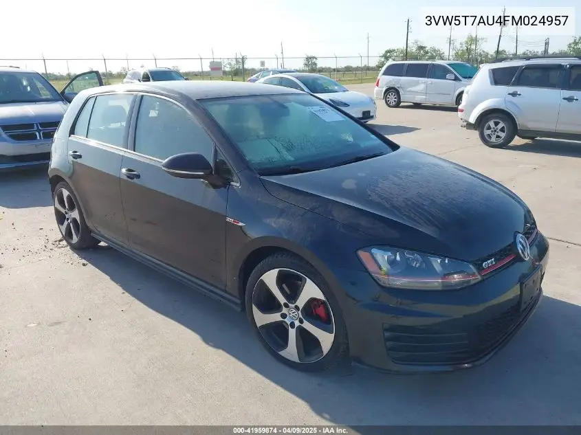 2015 Volkswagen Golf Gti 2.0T Se 4-Door VIN: 3VW5T7AU4FM024957 Lot: 41959874