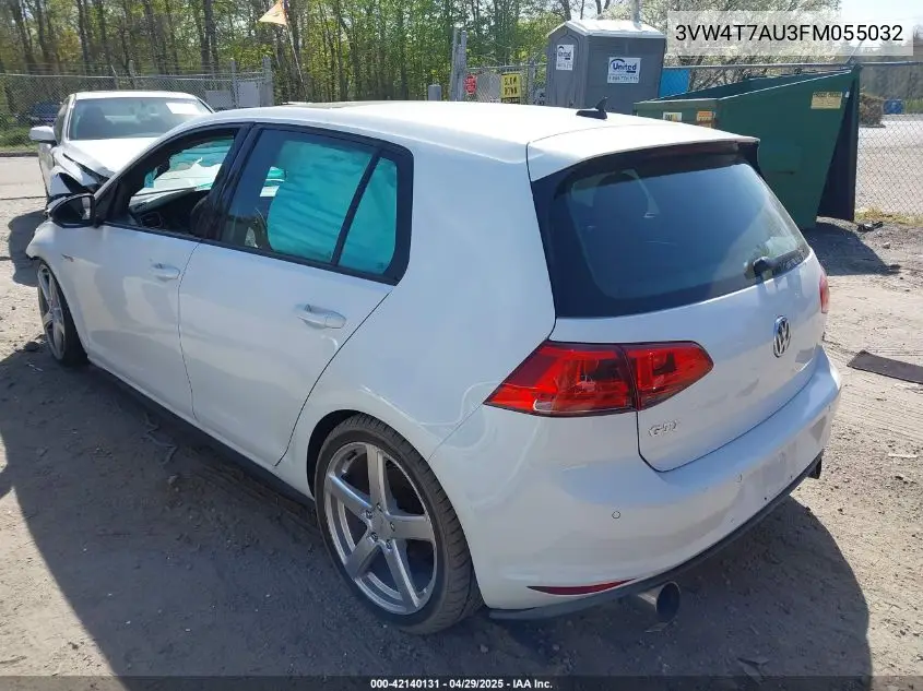 2015 Volkswagen Golf Gti 2.0T Autobahn 4-Door VIN: 3VW4T7AU3FM055032 Lot: 42140131