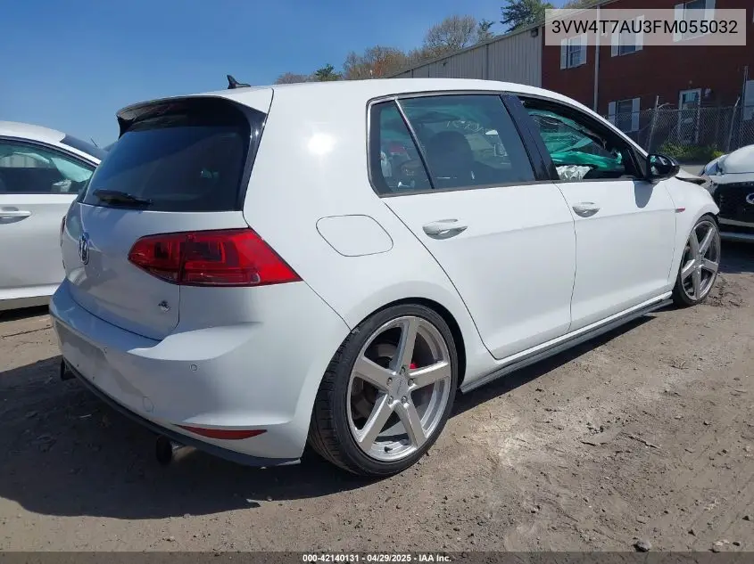 2015 Volkswagen Golf Gti 2.0T Autobahn 4-Door VIN: 3VW4T7AU3FM055032 Lot: 42140131