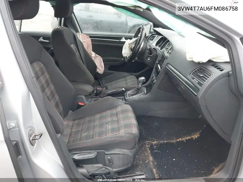 2015 Volkswagen Golf Gti 2.0T S 4-Door VIN: 3VW4T7AU6FM086758 Lot: 42162318