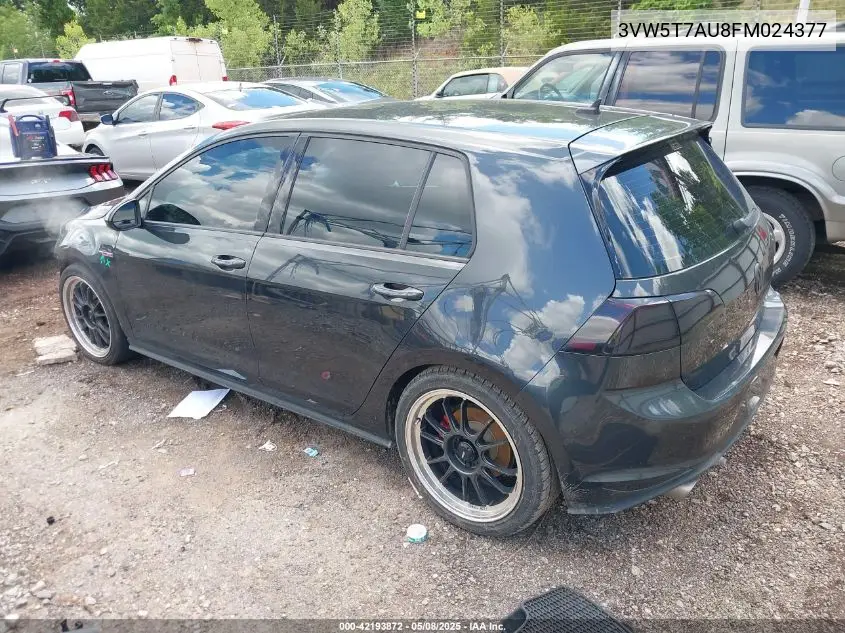 2015 Volkswagen Golf Gti 2.0T S 4-Door VIN: 3VW5T7AU8FM024377 Lot: 42193872