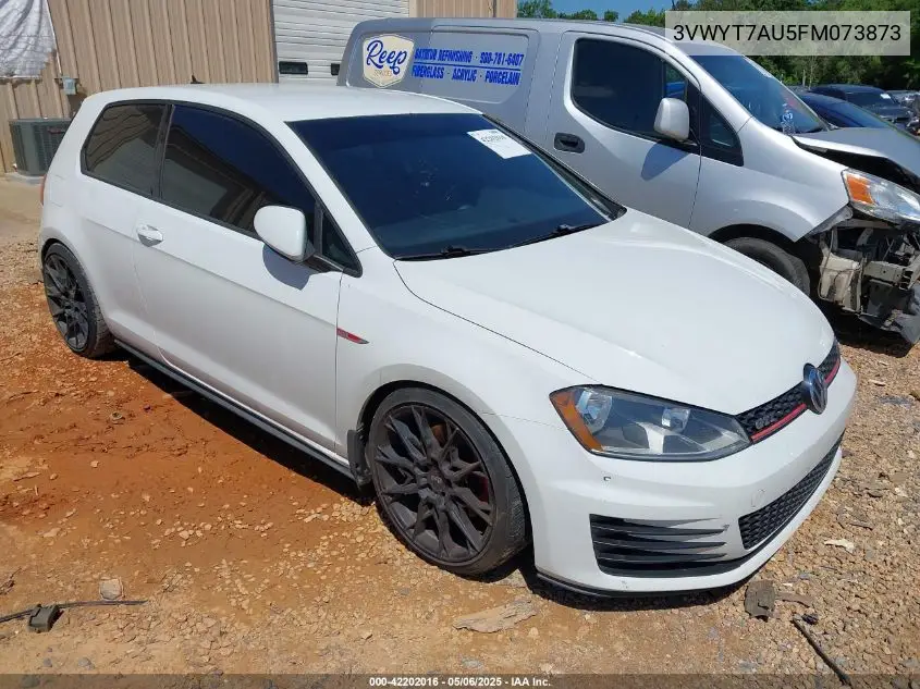 2015 Volkswagen Golf Gti 2.0T S 2-Door VIN: 3VWYT7AU5FM073873 Lot: 42202016