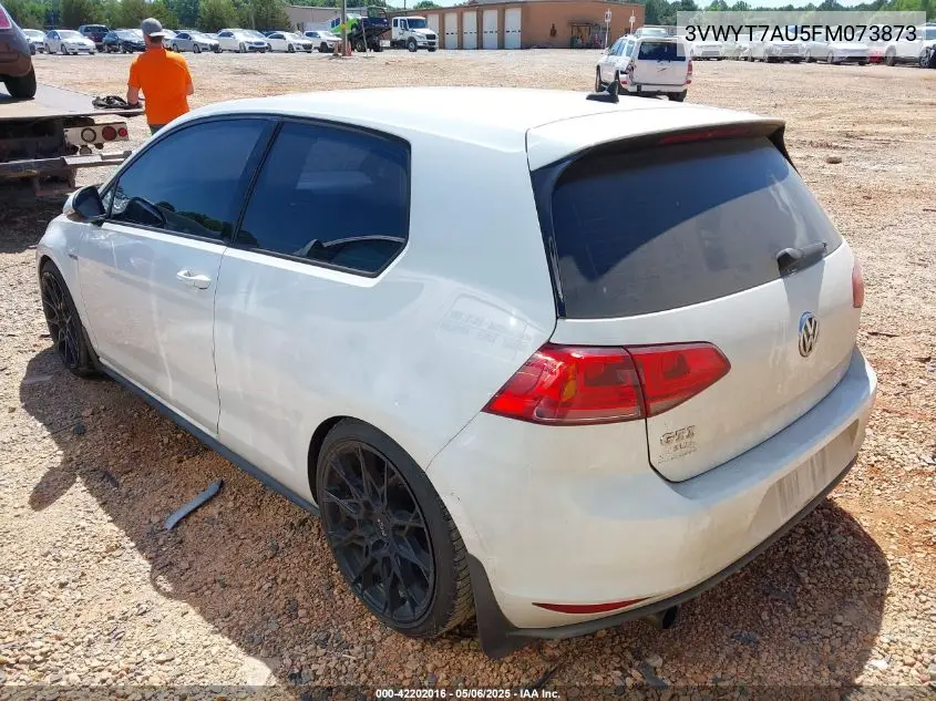 2015 Volkswagen Golf Gti 2.0T S 2-Door VIN: 3VWYT7AU5FM073873 Lot: 42202016