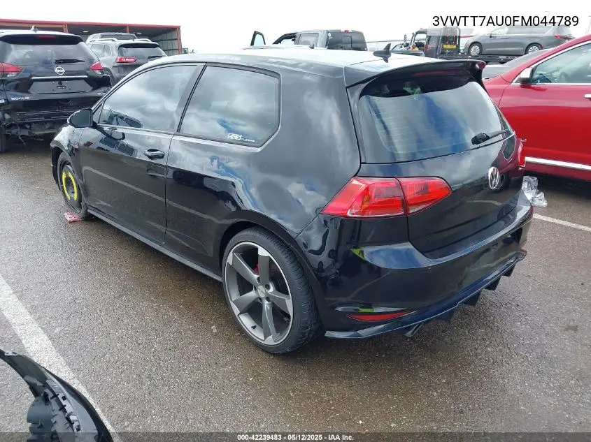 2015 Volkswagen Golf Gti 2.0T S 2-Door VIN: 3VWTT7AU0FM044789 Lot: 42239483