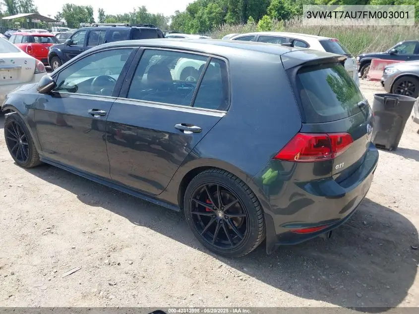 2015 Volkswagen Golf Gti 2.0T Autobahn 4-Door VIN: 3VW4T7AU7FM003001 Lot: 42313998