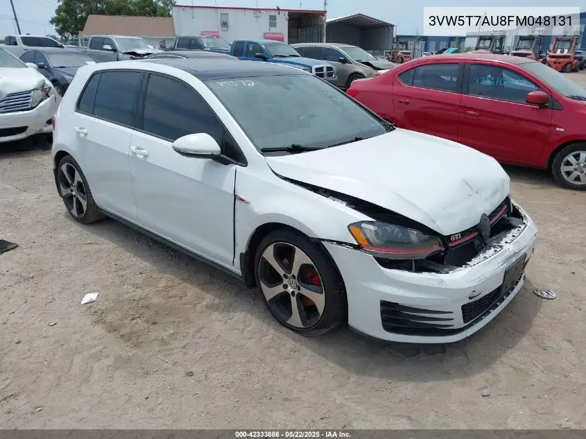 2015 Volkswagen Golf Gti 2.0T Autobahn 4-Door VIN: 3VW5T7AU8FM048131 Lot: 42333886