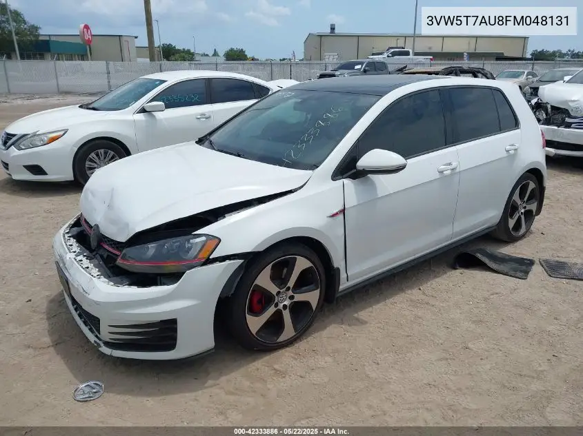 2015 Volkswagen Golf Gti 2.0T Autobahn 4-Door VIN: 3VW5T7AU8FM048131 Lot: 42333886