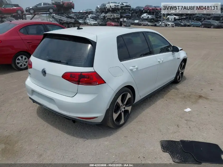 2015 Volkswagen Golf Gti 2.0T Autobahn 4-Door VIN: 3VW5T7AU8FM048131 Lot: 42333886