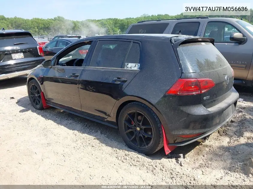 2015 Volkswagen Golf Gti 2.0T Autobahn 4-Door VIN: 3VW4T7AU7FM056636 Lot: 42425159