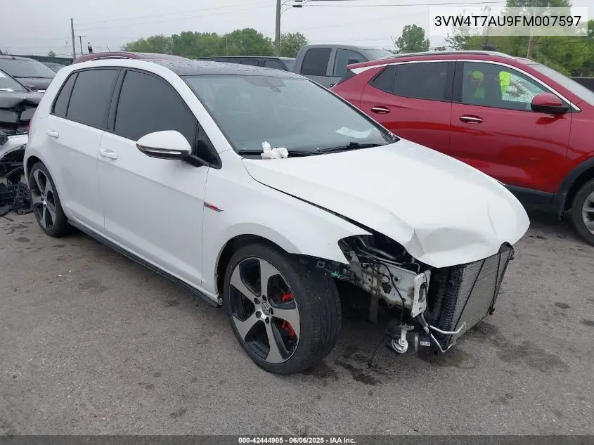 2015 Volkswagen Golf Gti 2.0T Autobahn 4-Door VIN: 3VW4T7AU9FM007597 Lot: 42444905