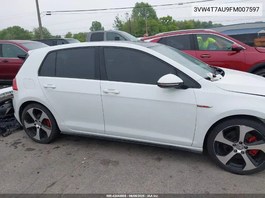 2015 Volkswagen Golf Gti 2.0T Autobahn 4-Door VIN: 3VW4T7AU9FM007597 Lot: 42444905