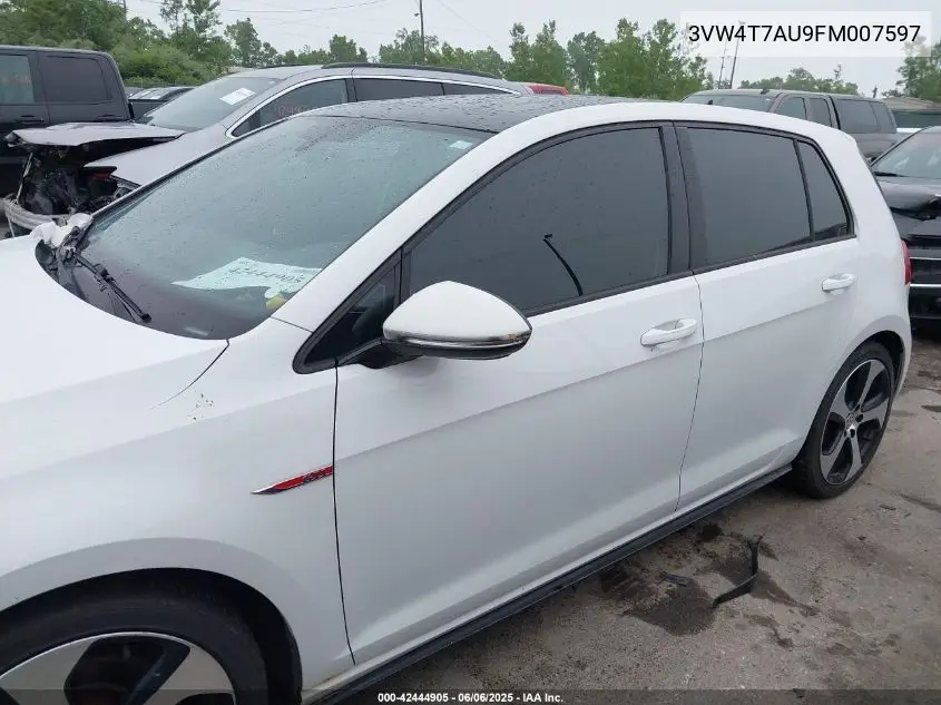 2015 Volkswagen Golf Gti 2.0T Autobahn 4-Door VIN: 3VW4T7AU9FM007597 Lot: 42444905