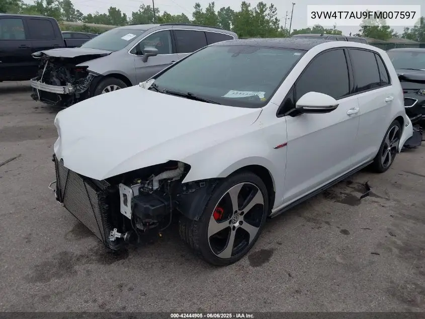 2015 Volkswagen Golf Gti 2.0T Autobahn 4-Door VIN: 3VW4T7AU9FM007597 Lot: 42444905