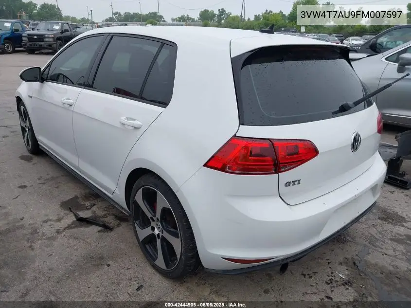 2015 Volkswagen Golf Gti 2.0T Autobahn 4-Door VIN: 3VW4T7AU9FM007597 Lot: 42444905