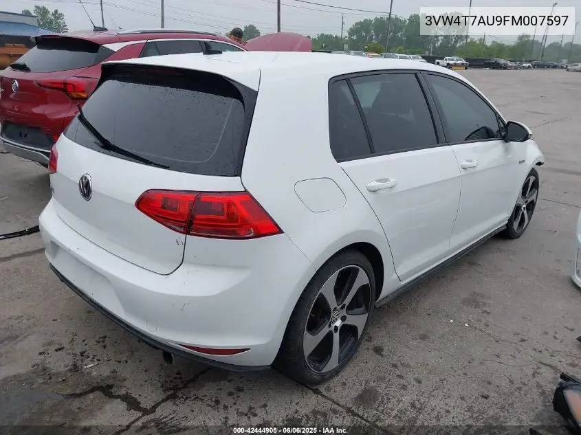 2015 Volkswagen Golf Gti 2.0T Autobahn 4-Door VIN: 3VW4T7AU9FM007597 Lot: 42444905