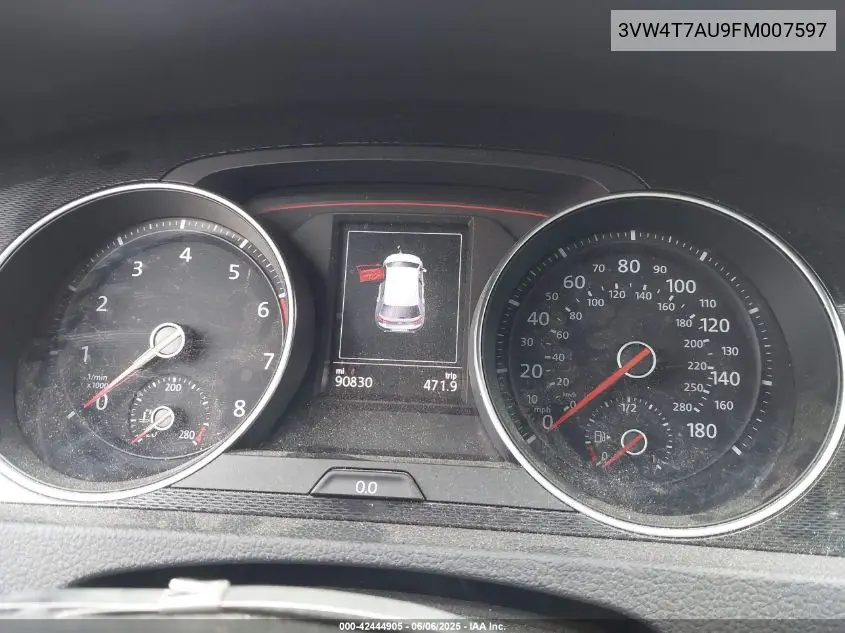 2015 Volkswagen Golf Gti 2.0T Autobahn 4-Door VIN: 3VW4T7AU9FM007597 Lot: 42444905