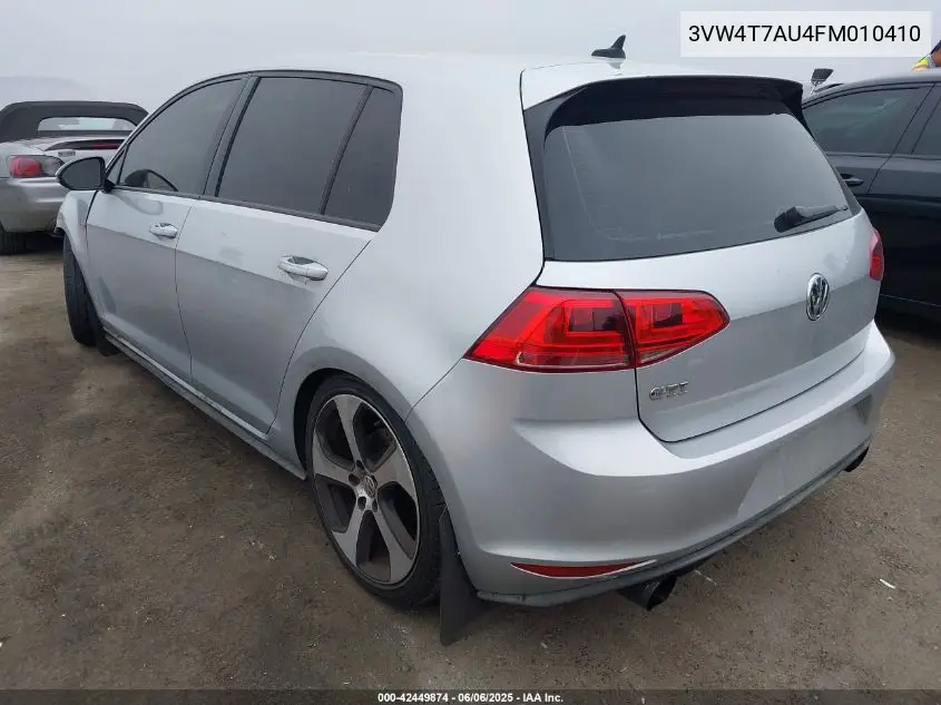 2015 Volkswagen Golf Gti 2.0T S 4-Door VIN: 3VW4T7AU4FM010410 Lot: 42449874