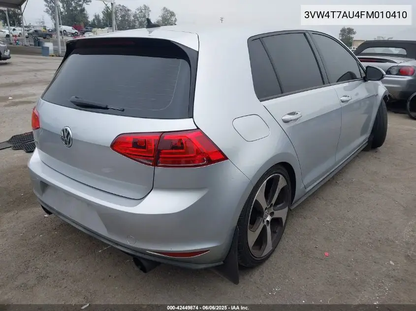 2015 Volkswagen Golf Gti 2.0T S 4-Door VIN: 3VW4T7AU4FM010410 Lot: 42449874