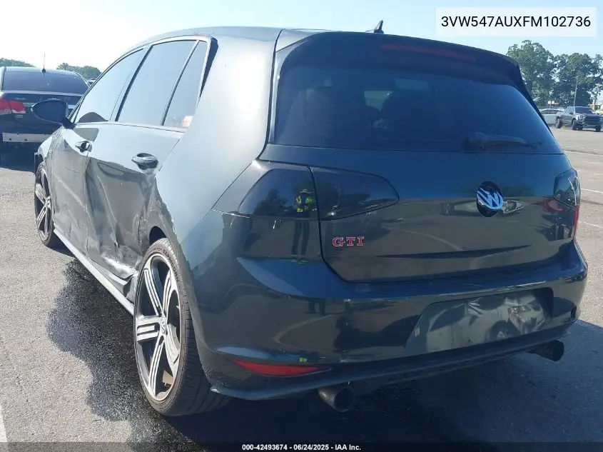 2015 Volkswagen Golf Gti 2.0T Se W/Performance Package 4-Door VIN: 3VW547AUXFM102736 Lot: 42493674