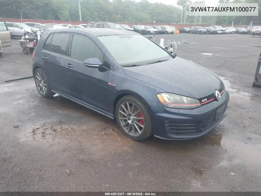 2015 Volkswagen Golf Gti 2.0T S 4-Door VIN: 3VW4T7AUXFM100077 Lot: 42512337
