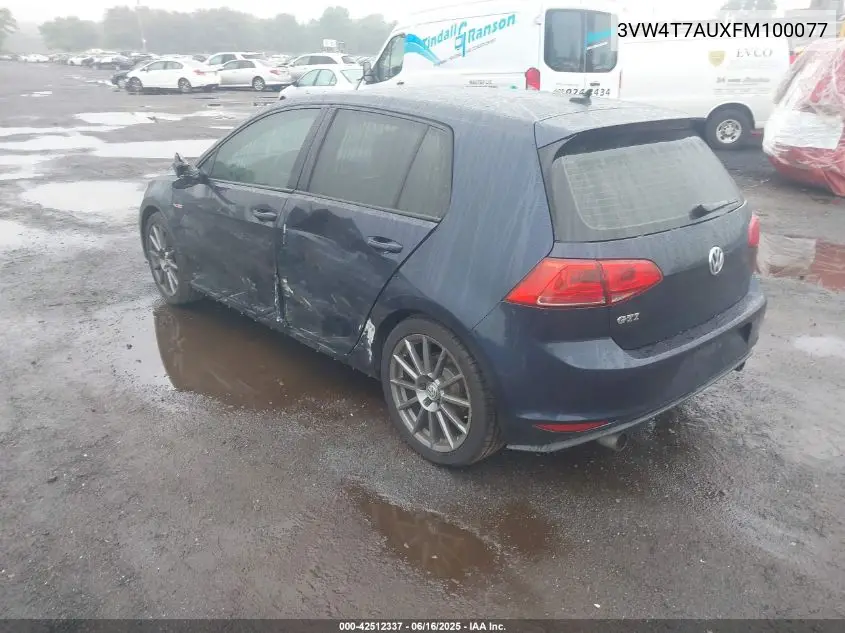 2015 Volkswagen Golf Gti 2.0T S 4-Door VIN: 3VW4T7AUXFM100077 Lot: 42512337